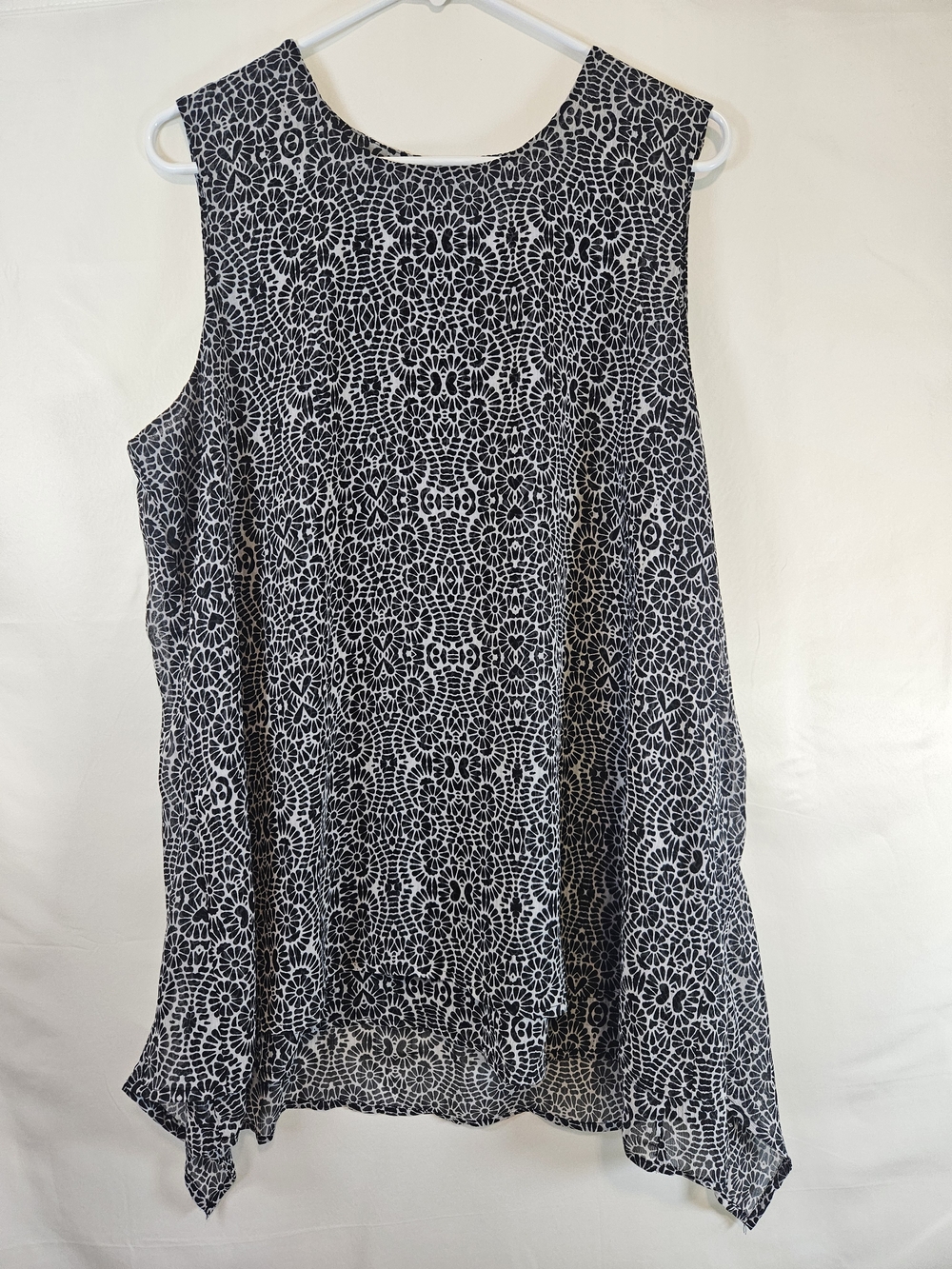 Fever Black & White Floral Pattern Sleeveless Top Cocktails Whimsigoth Fairycore